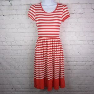 Striped Solid Flowy Bottom Dress